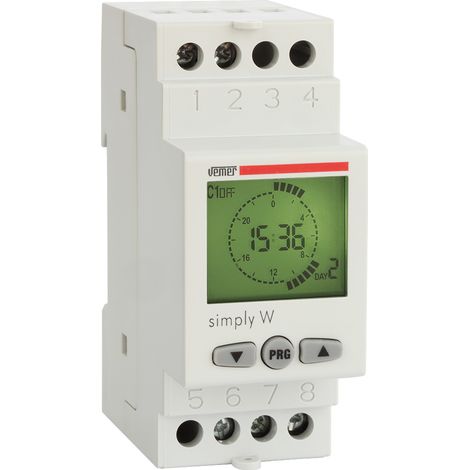 Interruttore Orario Digitale Settimanale su Guida DIN Vemer VE513800 Simply-W