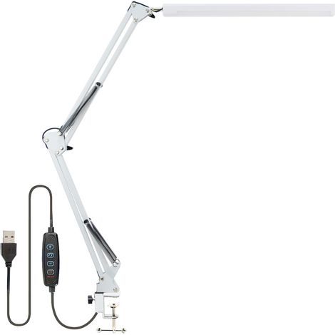 Lampe de Bureau LED, Lampe de Table Architecte Pliable avec Pince, 10 Niveaux de Luminosité X 3 Modes de Couleur, Lampe de table Réglable, Protection des Yeux, 5V/2A CE Adaptateur Incluse (1/5)