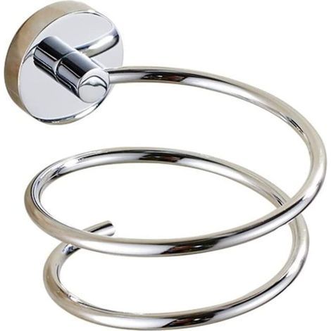 Soporte cromado para secador de pelo, soporte para secador de acero inoxidable, accesorios de baño, base de cobre de alta calidad (1/5)