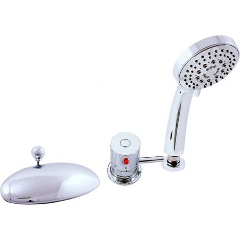 Mitigeur baignoire thermostatique avec cascade 3 trous en laiton chromé (1/5)