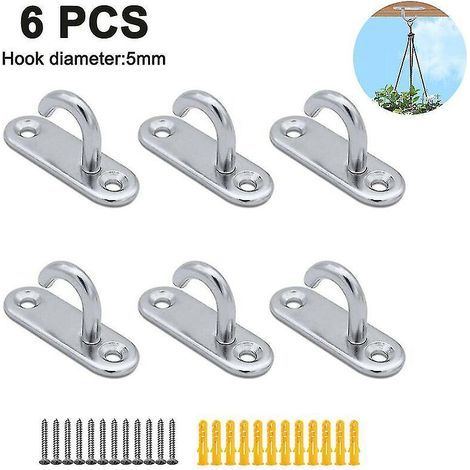 Badezimmerhaken-Set, 6-teilig, Edelstahl, halb offen, Wandhaken, Einzelhaken, Deckenhaken (1/5)