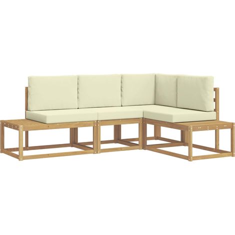 Set di divani da esterno 3 Pezzo Bianco e Crema Poliestere vidaXL