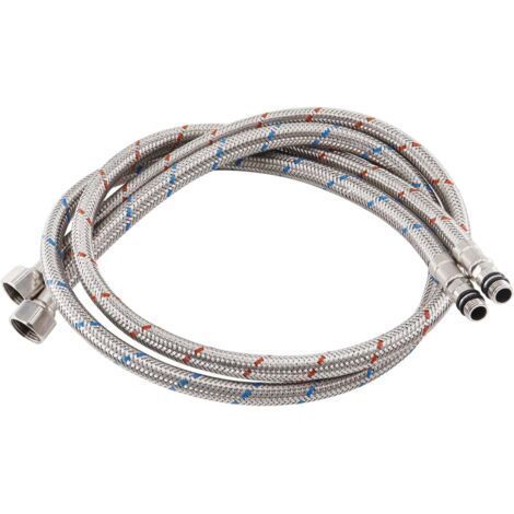 2 Pieces 80 cm x G3/8 x M10 Flexible Connecting Hoses Kitchen Taps, Flexible Hose for Tap, Braided Stainless Steel Extension Sink Tubes, for Kitchen Bathroom (1/5)