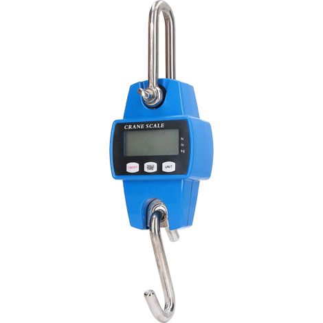 Balance numérique de chantier portative crochet acier, peson électronique multifonction 500kg, écran LCD rétroéclairé, usage industriel, bleu (1/5)
