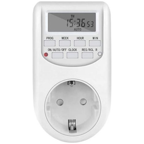 Pair Prise de Courant avec Minuterie LCD - Programmateur 24H/SEMAINE, 16 Cycles Répétitifs, Pour Lumières et Appareils Électroménagers (1/5)