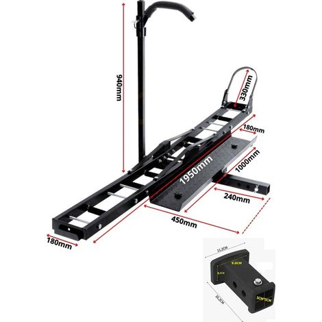 Porte-Moto Attelage Scooter avec Rampe de chargement 227kg + Adaptateur 2'' 90x55mm (1/3)