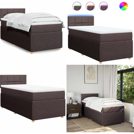 vidaXL Boxspringbett mit Matratze Dunkelbraun 90x200 cm Stoff