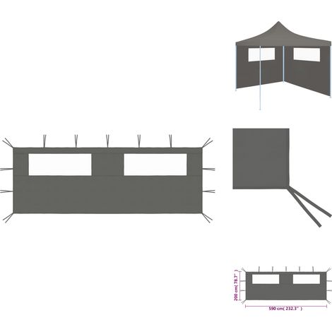 vidaXL Gazebo Sidewall with Windows 6x2 m Anthracite (315304) (1/4)