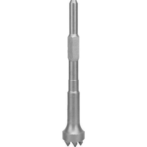 Burin burin plat en alliage pour marteau-piqueur électrique, tête ronde 7 dents, perforateur béton, démolition, outil de cassage, robuste et durable. (1/5)