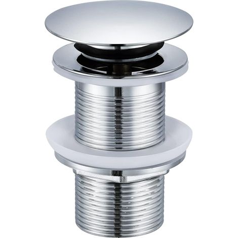 Bonde de vidage pour lavabo sans trop-plein pour lavabo de salle de bain, bonde à ressort en laiton, chromé (1/5)