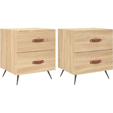 Mesita noche 2 uds madera ingeniería roble Sonoma 40x35x47,5 cm vidaXL (1/5)