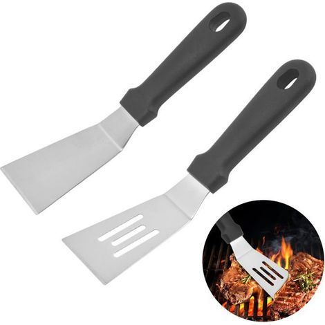 BelleRise – Set mit 2 kleinen Edelstahlspateln – Mini-Servierspateln – Flache Küchenspatel aus Metall (1/5)