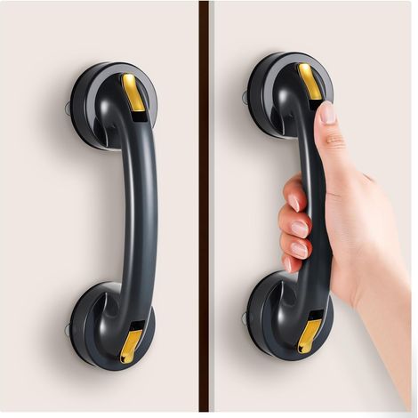 Poignées de porte à ventouses Golden Gray (lot de 2) pour portes coulissantes de douche et salle de bain étanches. Installation sans perçage. Convient également pour les armoires, réfrigérateurs, pend