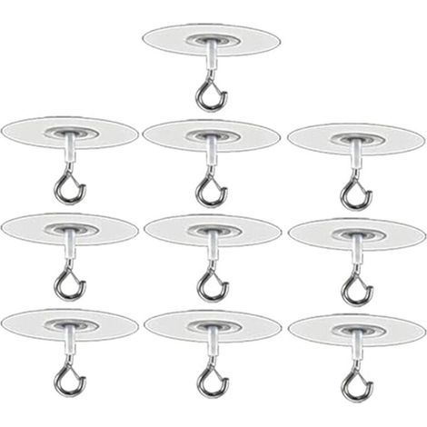 Lot de 10 crochets adhésifs pour plafonds et murs texturés en béton texturé (type popcorn), installation sans perçage. (1/5)