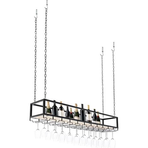 Porta bicchieri da vino vintage da appendere al soffitto, portabottiglie da vino, portabottiglie da 110 cm