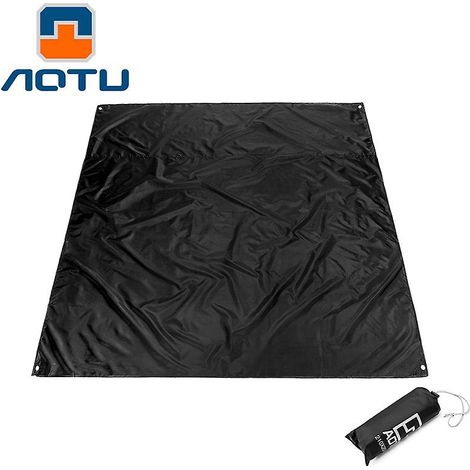 Esterilla de camping con forma de cruz, esterilla de camping para exteriores, esterilla de camping de tela Oxford (210 x 200 cm, negra) (1/3)