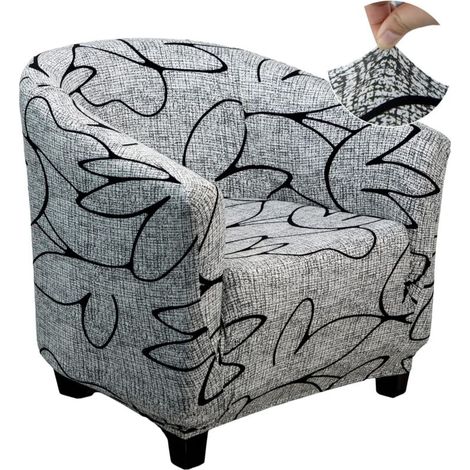 Housse de Fauteuil Cabriolet 1 Place, Housse de Fauteuil Crapaud Extensible Chesterfield, Housse Fauteuil Salon Club il Lavable, Couverture de Fauteuil Facile à Installer et à Laver,Style Gris