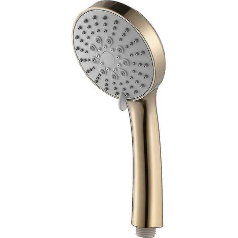 Pommeau de douche à main haute pression 5 fonctions, économie d'eau, finition or brossé ABS, effet pluie, avec joint en silicone. (1/5)