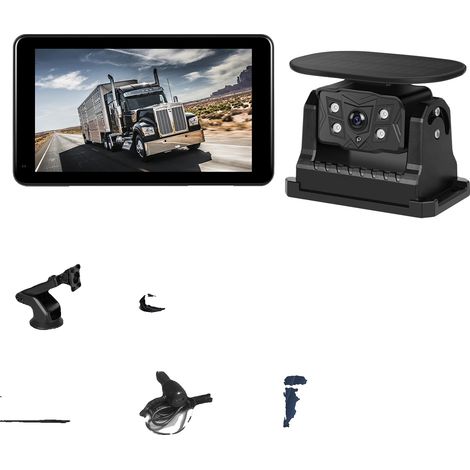 Moniteur de voiture, caméra sans fil, chargement solaire, Moniteur de voiture avec 1 caméra (1/2)