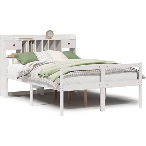 Maison Exclusive - Lit bibliothèque sans matelas blanc 140x190 cm bois pin massif