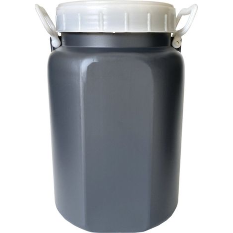 Bidón 15 litros de plástico Gris y Blanco con boca ancha (1/5)