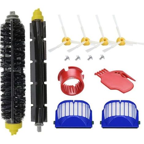 Kit de pièces de rechange pour aspirateur irobot Roomba 600 Series 694 676 675 692 695 677 671 690 680 660 650 620 614 610 600 & 500 Series 595 585 564 T, 1 jeu principal Brosse, 2 filtres, 4 brosses (1/4)