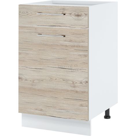 Meuble bas de cuisine Bellissi Noyer blanchi 1 porte 1 tiroir L 60 cm -   Coulisses tiroir avec amortisseur Brown (1/5)