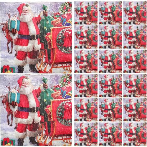 Serviettes de table de Noël – Serviettes carrées en papier double épaisseur pour les fêtes de fin d'année (1/5)