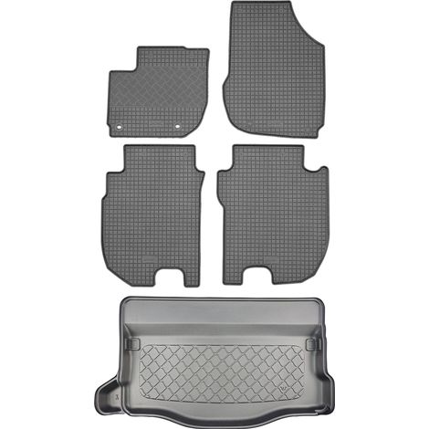 Ensemble de tapis de sol en caoutchouc pour Ford Jazz IV Hybrid / Jazz Crosstar Hybrid e-HEV Hatchback (5 portes) à partir de juin 2020 : tapis de sol de voiture et tapis de coffre. (1/5)