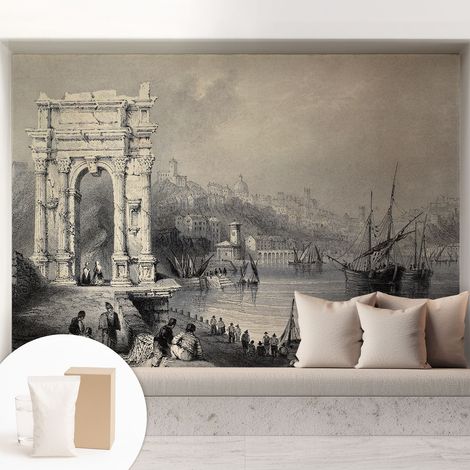 Papier peint intissé mural avec colle pour salon et chambre Décoration murale rapide - Colle incluse gratuite Paysage marin 208x146 cm (1/5)