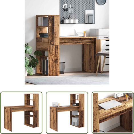 Schreibtisch Altholz -  Schreibtisch mit Regal Altholz 113 x 54 x 120 cm Holzwerkstoff (1/5)