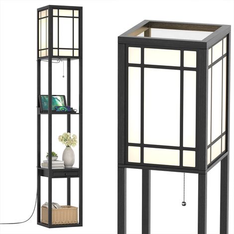 Lampadaire Étagère 160 CM, Lampadaire Salon sur Pied Moderne, Abat-jour en Tissu, Ampoule E27, Lampe sur Pied pour Salon Chambre Bureau (1/5)