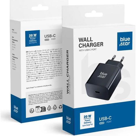 Ladegerät mit USB Typ C - 3A 20W Anschluss mit PD und Quick Charge 4.0