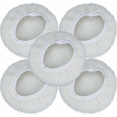 Lot de 5 Bonnet de Polissage, 125-150mm Kit Auto Disque Polissage Bonnet en Laine Tampons de Cirage pour la Plupart des Polisseurs de Voiture
