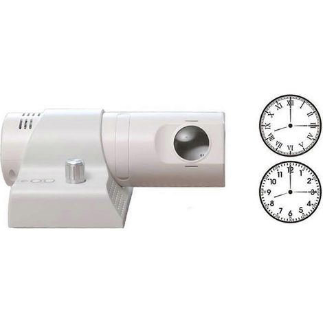 Horloge à projection analogique LED avec double affichage en chiffres romains et arabes, luminosité réglable pour une lecture nocturne facile, blanche. (1/5)
