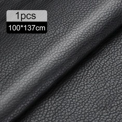 Kit de reparación de cuero autoadhesivo, 100 x 137 cm, ideal para asientos de coche, sofás, asientos de barco, sillas - Negro (1/4)