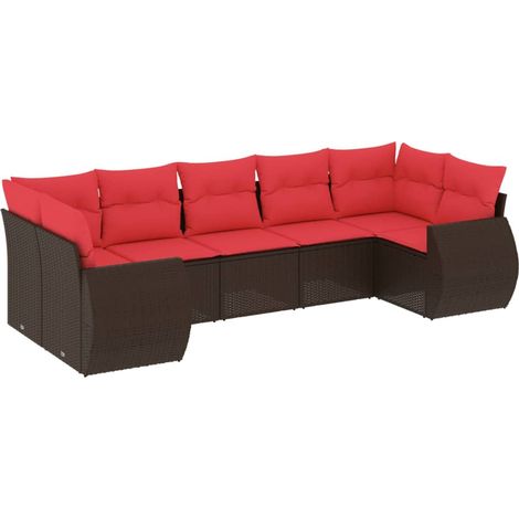 7-teiliges Gartensofa-Set mit Kissen, braun, Polyrattan vidaXL (1/5)