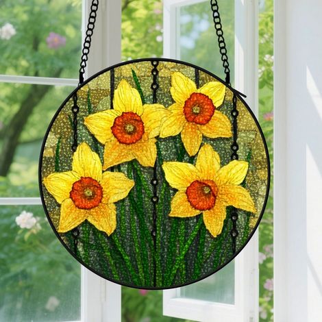 9cm Suspension en vitrail - Attrape-soleil coloré élégant unique, décoration intérieure colorée, cadeau Anniversaire pour couple, ami, amie