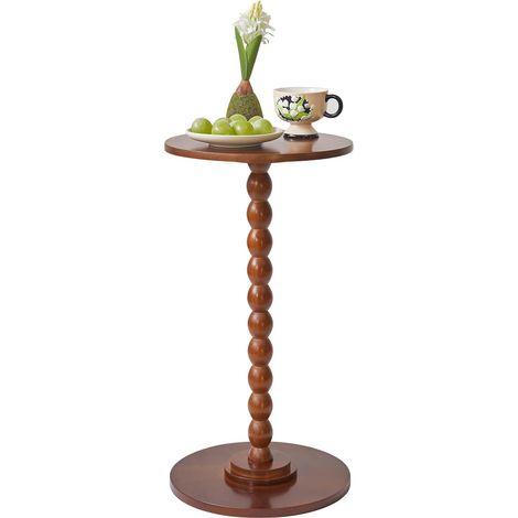 Table d'appoint Ronde, Bout de canapé pour Petits Espaces, Table de Chevet avec Pieds en Bois Massif pour Chambre, Salon, Coins et Bureau, Brun Rustique (1/5)