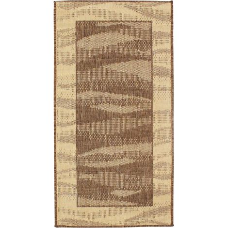 COTTAGE - Tapis réversible ondes abstraites beige-marron 110x60 (1/5)