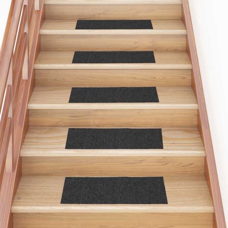 Felpudos autoadhesivos para escaleras, 30 unidades, 60 x 25 cm, antracita, rectangulares vidaXL