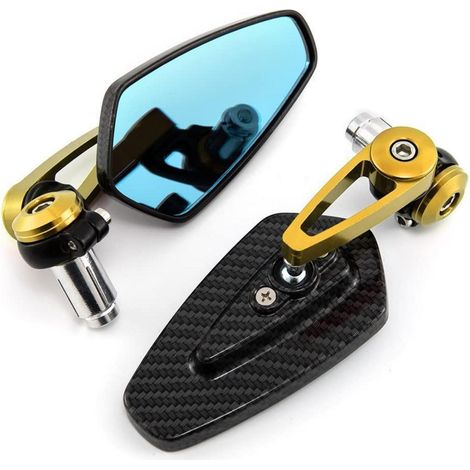 Motorrad Lenkerendenspiegel 360° drehbar, universell, gold, mit Blendschutz (1/5)
