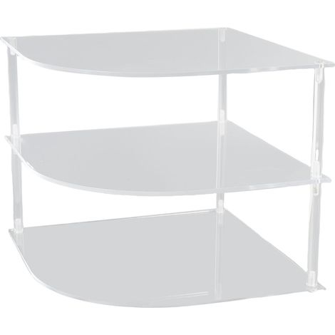 Étagère d'angle transparente à 3 niveaux pour assiettes, en acrylique, avec organiseur, pour placard de cuisine ou salle de bain. Gain de place. Petite étagère. (1/5)