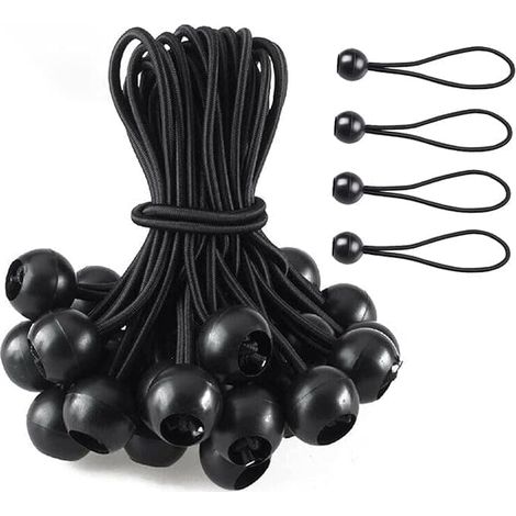 Lot de 75 longs élastiques avec boucle pour tentes, auvents, banderoles et bâches (1/5)