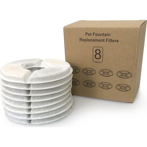 Lot de 8 filtres ronds en résine de charbon actif pour fontaine à eau pour chat (1/5)