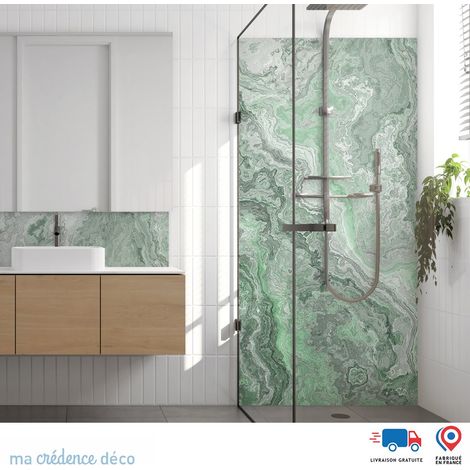 Panneau de douche : Marbre de Malesco - Couleur Vert blanc - Alu composite - 90 - 245 (1/3)