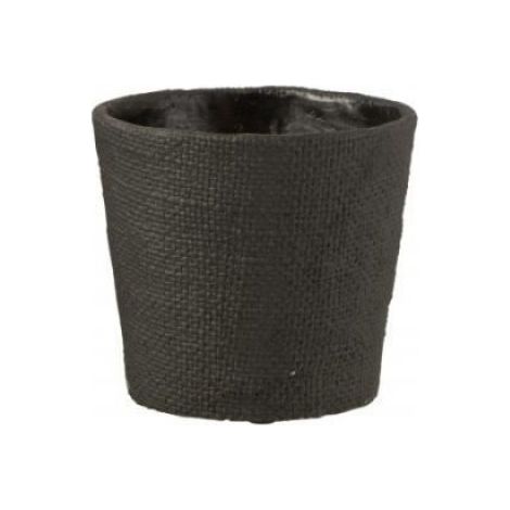 Cache pot en ciment noir avec motifs bistro 16.5 cmx14.5 cm