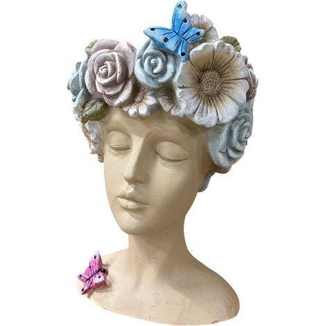42cm Head Bust Planter - Fibre Glass - L28 x W30 x H42 cm