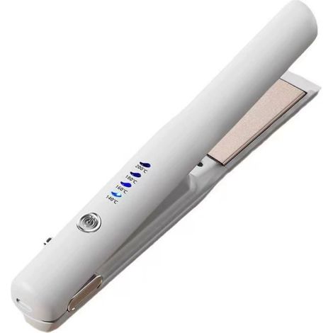 Lisseur Cheveux Sans Fil, Petit Lisseur Portable, Cheveux 4 Température, Température Réglable 140°C-200°C, Lisseur pour Femme Vacances, Voyages, Camping Styling, Blanc (1/5)
