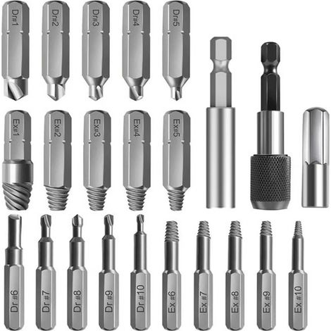 Kit de 33 extracteurs de vis endommagées et abîmées pour vis cassées - Extracteur de vis HSS polyvalent (1/5)